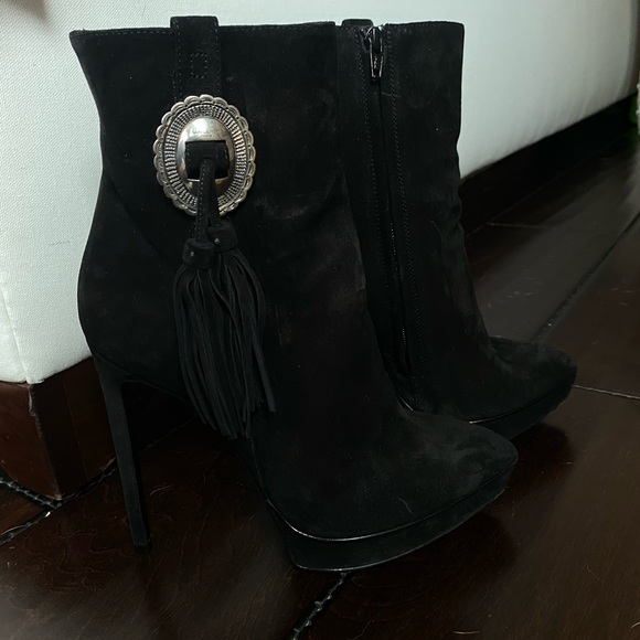 Saint Laurent Janis 105 Western Buckle Concho Ankle Boots Booties 39 - Picture 8 of 14